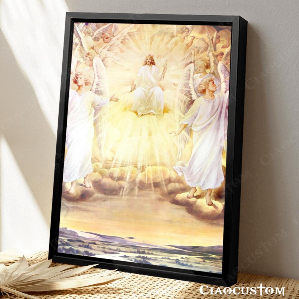 Jesus Christ With Angels - Jesus Canvas Painting - Jesus Canvas Art - Jesus Poster - Jesus Canvas - Christian Gift - Ciaocustom