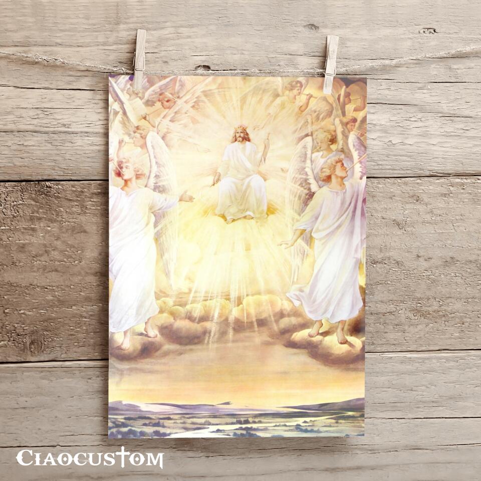 Jesus Christ With Angels - Jesus Canvas Painting - Jesus Canvas Art - Jesus Poster - Jesus Canvas - Christian Gift - Ciaocustom