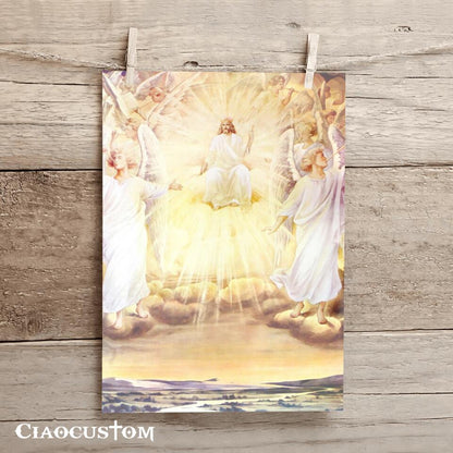 Jesus Christ With Angels - Jesus Canvas Painting - Jesus Canvas Art - Jesus Poster - Jesus Canvas - Christian Gift - Ciaocustom