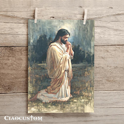 Jesus Prays - Jesus Wall Pictures - Jesus Canvas Painting - Jesus Canvas Art - Jesus Poster - Jesus Canvas - Christian Gift - Ciaocustom