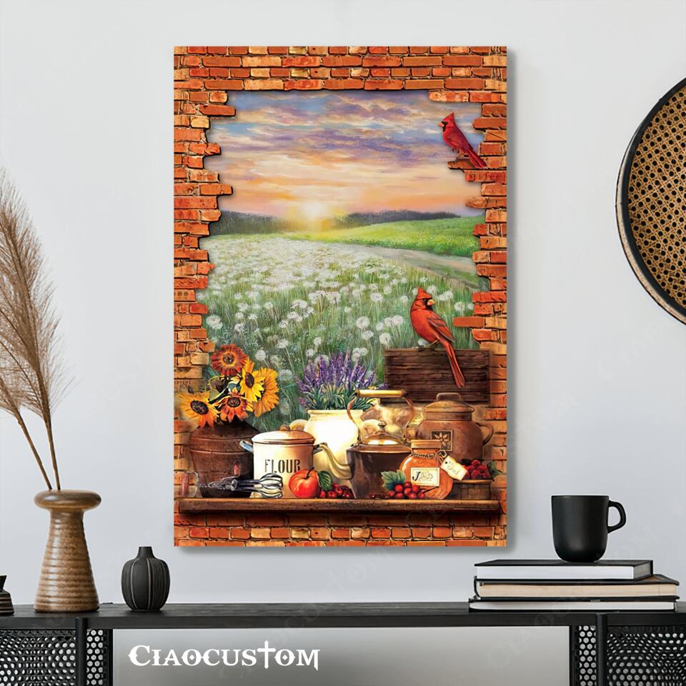 Cardinal Bird 4 - Garden - God Canvas - Christian Gift - Christian Canvas Wall Art - Ciaocustom