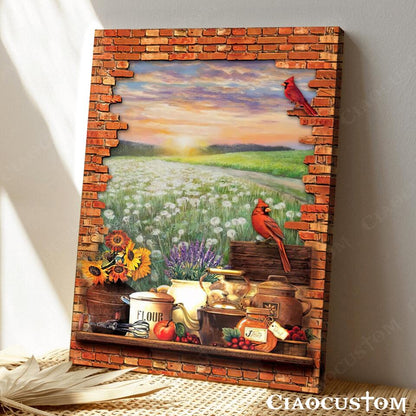 Cardinal Bird 4 - Garden - God Canvas - Christian Gift - Christian Canvas Wall Art - Ciaocustom