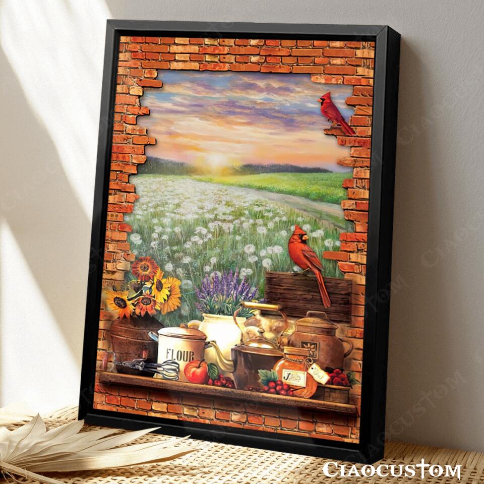 Cardinal Bird 4 - Garden - God Canvas - Christian Gift - Christian Canvas Wall Art - Ciaocustom