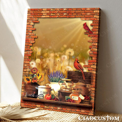 Cardinal Bird 15 - Garden - God Canvas - Christian Gift - Christian Canvas Wall Art - Ciaocustom