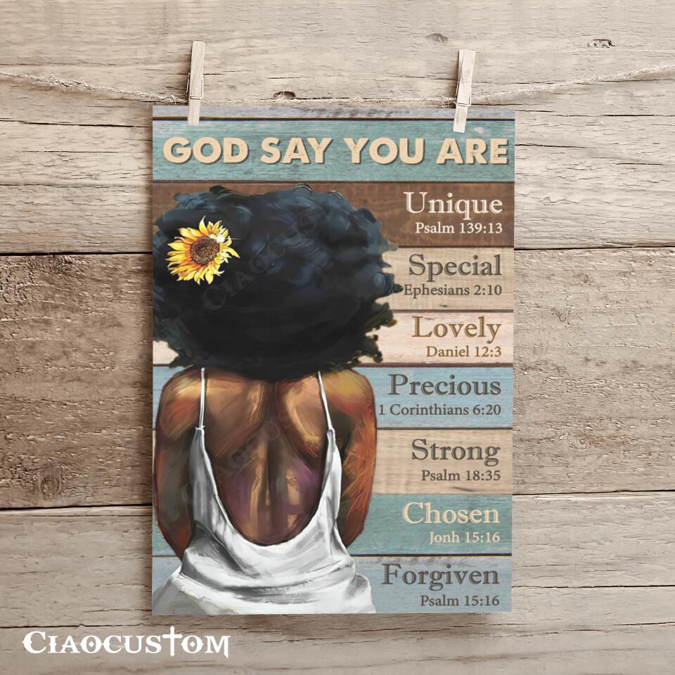 God Says You Are - Black Girl - Bible Verse Canvas - Jesus Canvas - Christian Gift - Christian Canvas Wall Art - Ciaocustom