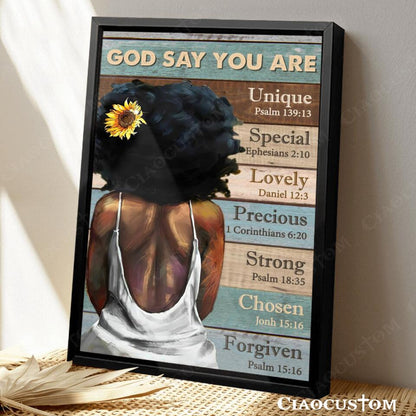 God Says You Are - Black Girl - Bible Verse Canvas - Jesus Canvas - Christian Gift - Christian Canvas Wall Art - Ciaocustom