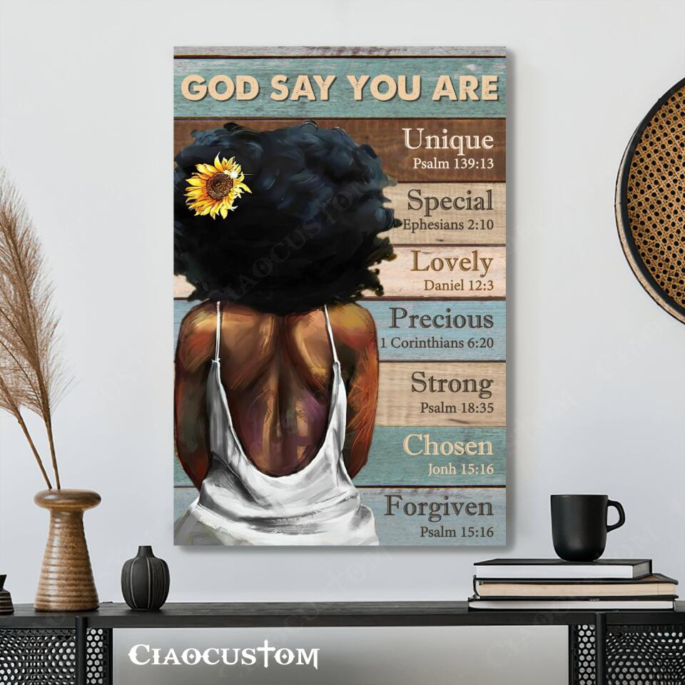 God Says You Are - Black Girl - Bible Verse Canvas - Jesus Canvas - Christian Gift - Christian Canvas Wall Art - Ciaocustom