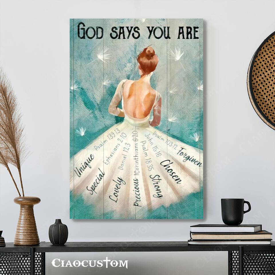 God Says You Are - Girl - Jesus Canvas Wall Art - Bible Verse Canvas - Christian Canvas Wall Art - Ciaocustom