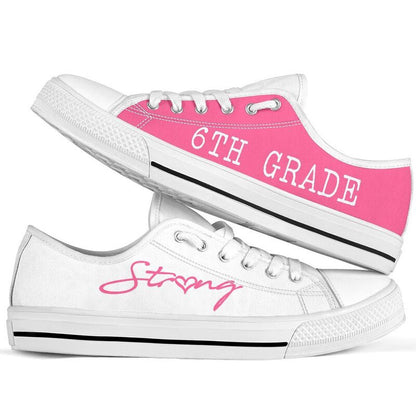 6Th Grade Strong Pink White Shoes, Teacher Shoes, Low Top Sneakers