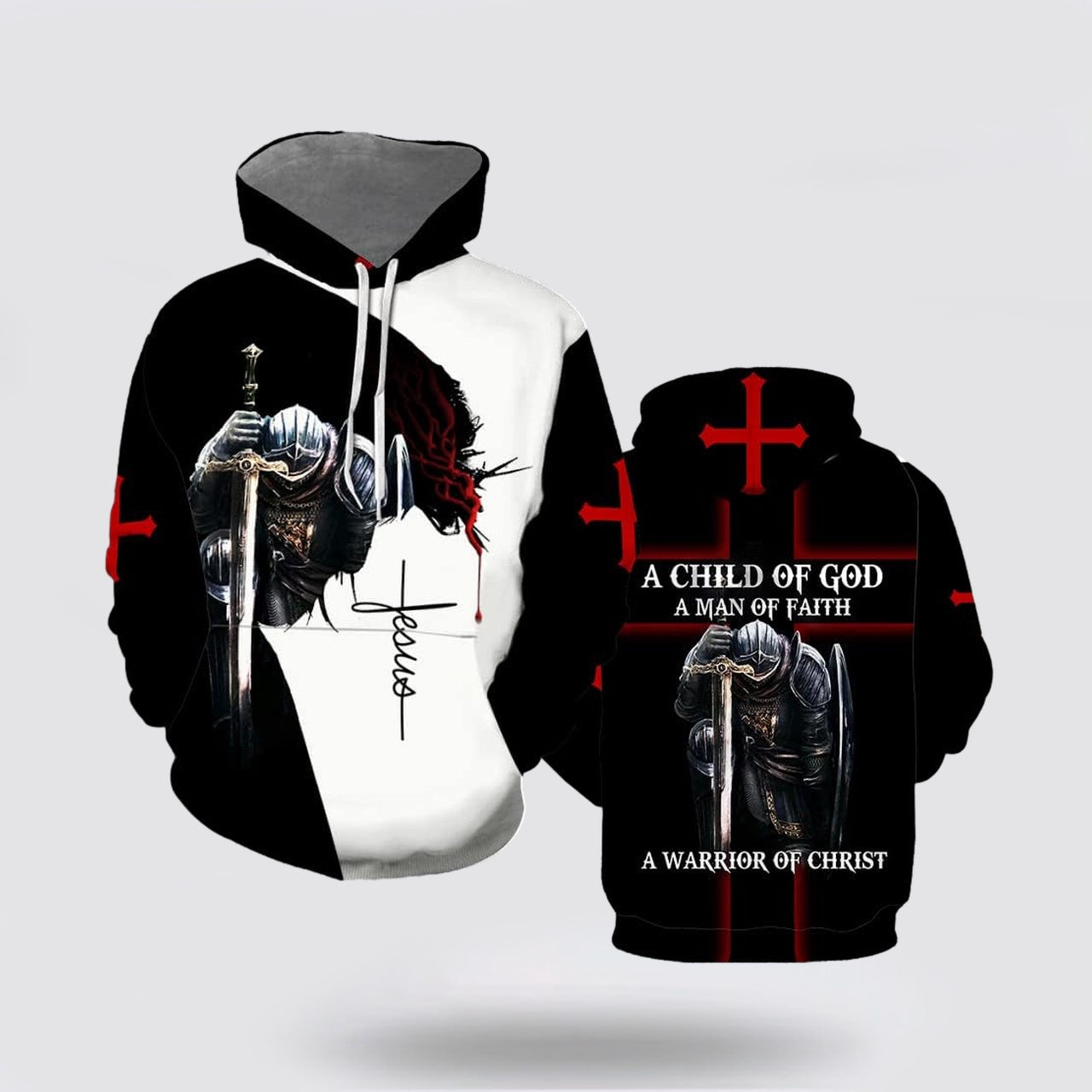 A Child Of God A Man Of Faith A Warrior Of Christ 3d Hoodies For Women Men - Christian Apparel Hoodies