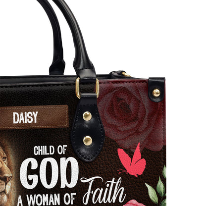 A Child Of God Warrior Woman And Lion Personalized Leather Handbag - Jesus Handbag