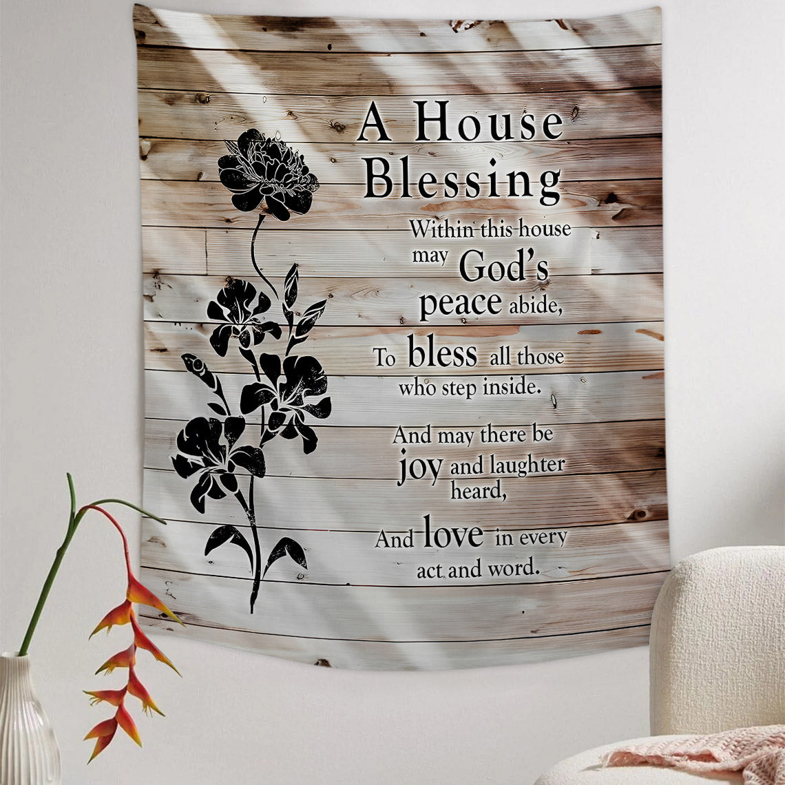 A House Blessing Religious Tapestries - Christian Wall Tapestry Decor