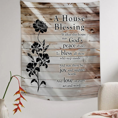 A House Blessing Religious Tapestries - Christian Wall Tapestry Decor