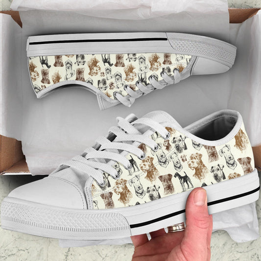 Airedale Terrier Low Top Shoes - Low Top Sneaker, Dog Printed Shoes, Canvas Shoes For Men, Women