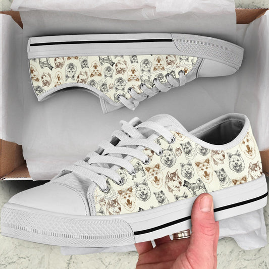 Akita Low Top Shoes - Lowtop Casual Shoes Gift For Adults, Dog Printed Shoes, Canvas Shoes For Men, Women