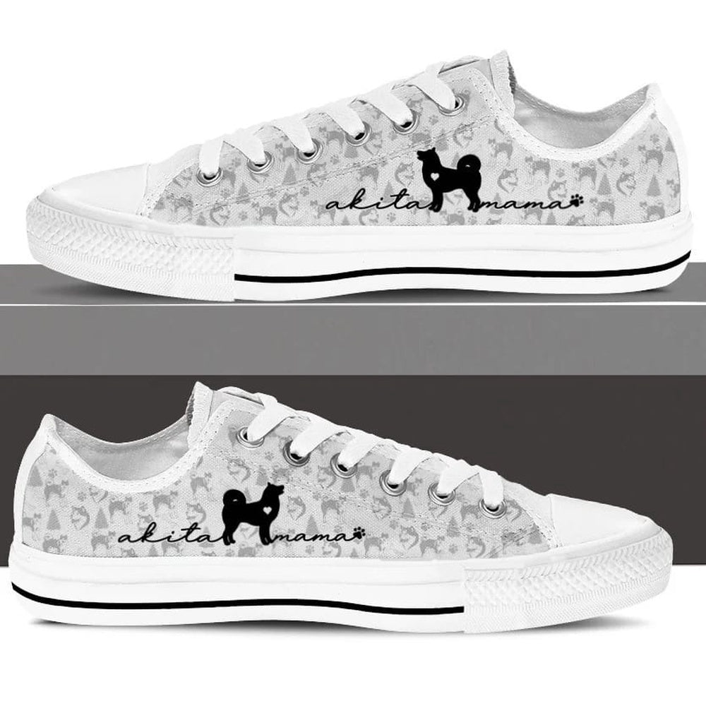 Akita Low Top Shoes, Dog Printed Shoes, Canvas Shoes For Men, Women
