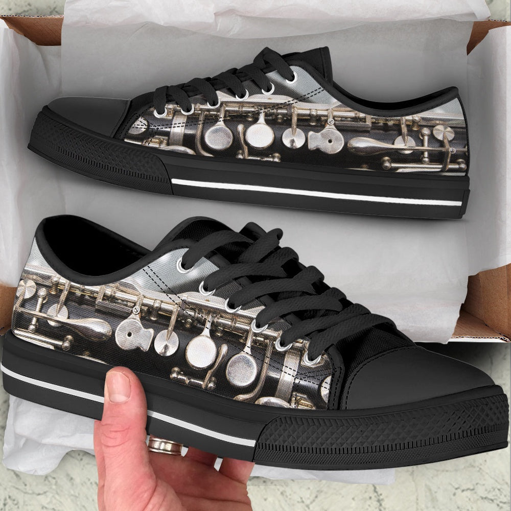 Alto Clarinet Shortcut Low Top Shoes, Animal Print Canvas Shoes, Print On Canvas Shoes