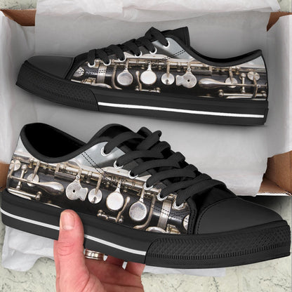 Alto Clarinet Shortcut Low Top Shoes, Animal Print Canvas Shoes, Print On Canvas Shoes