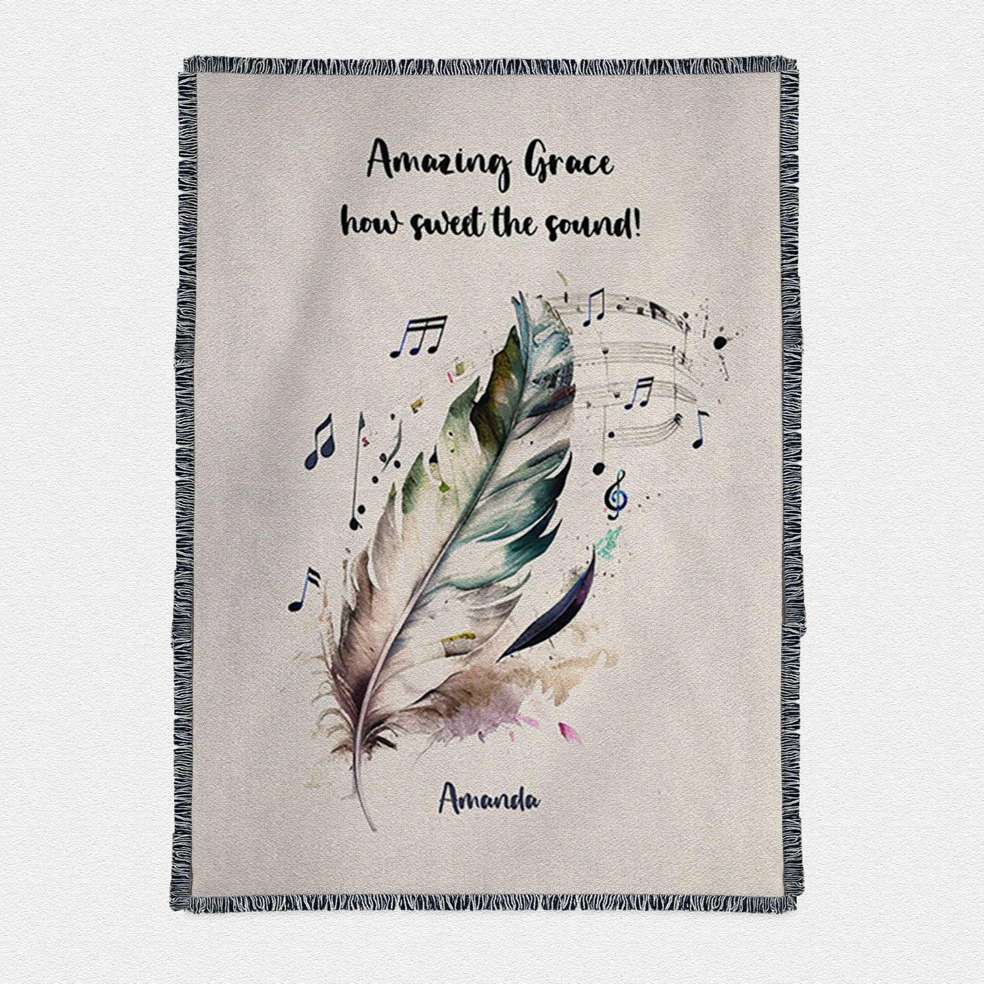 Amazing Grace How Sweet The Sound Personalized Woven Throw Boho Blanket - Christian Woven Throw Blanket Prints - Bible Verse Gift For Women Of God