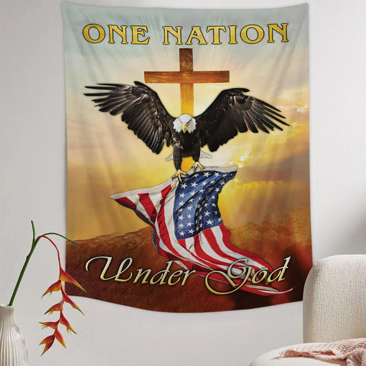 American Flag One Nation Under God Tapestry - Christian Tapestry - Bible Verse Tapestry