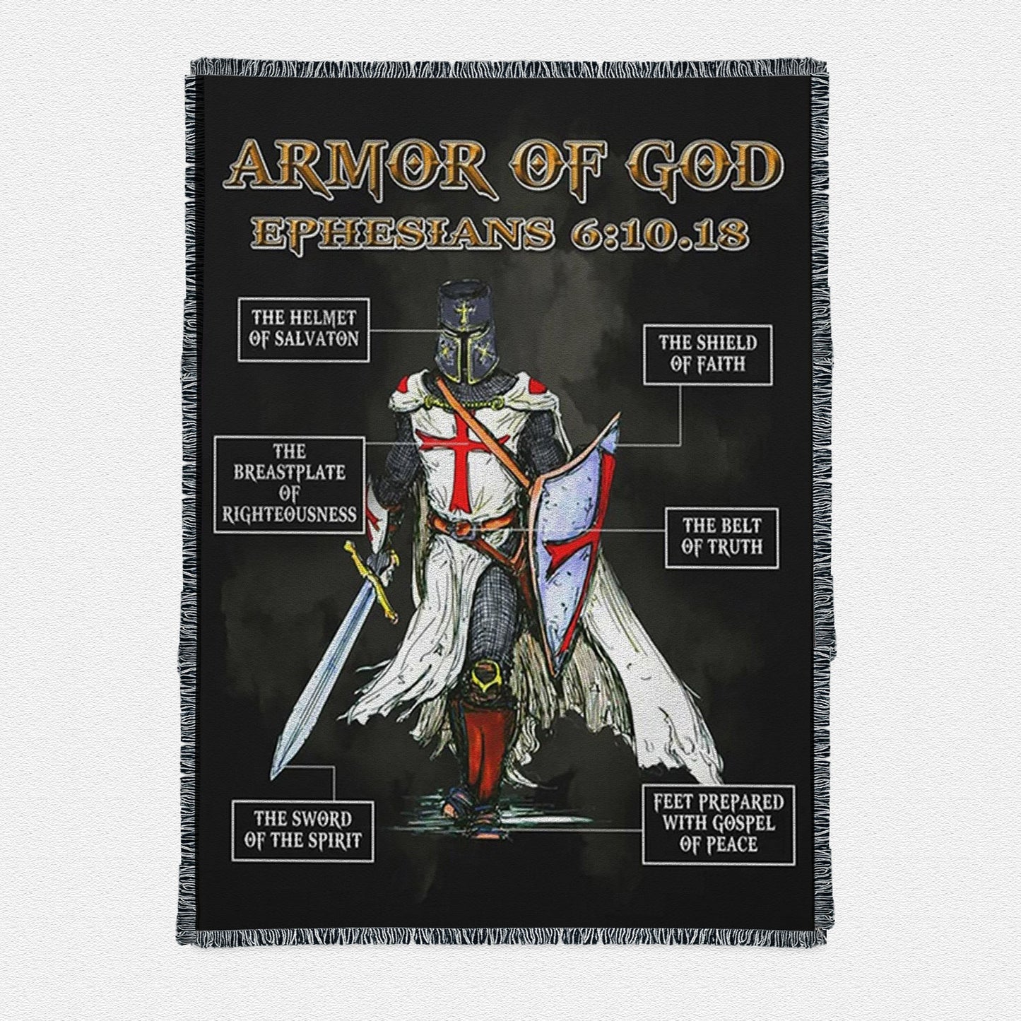 Amor Of God Warrior Of Christ Woven Throw Boho Blanket - Christian Home Decor - Religious Art