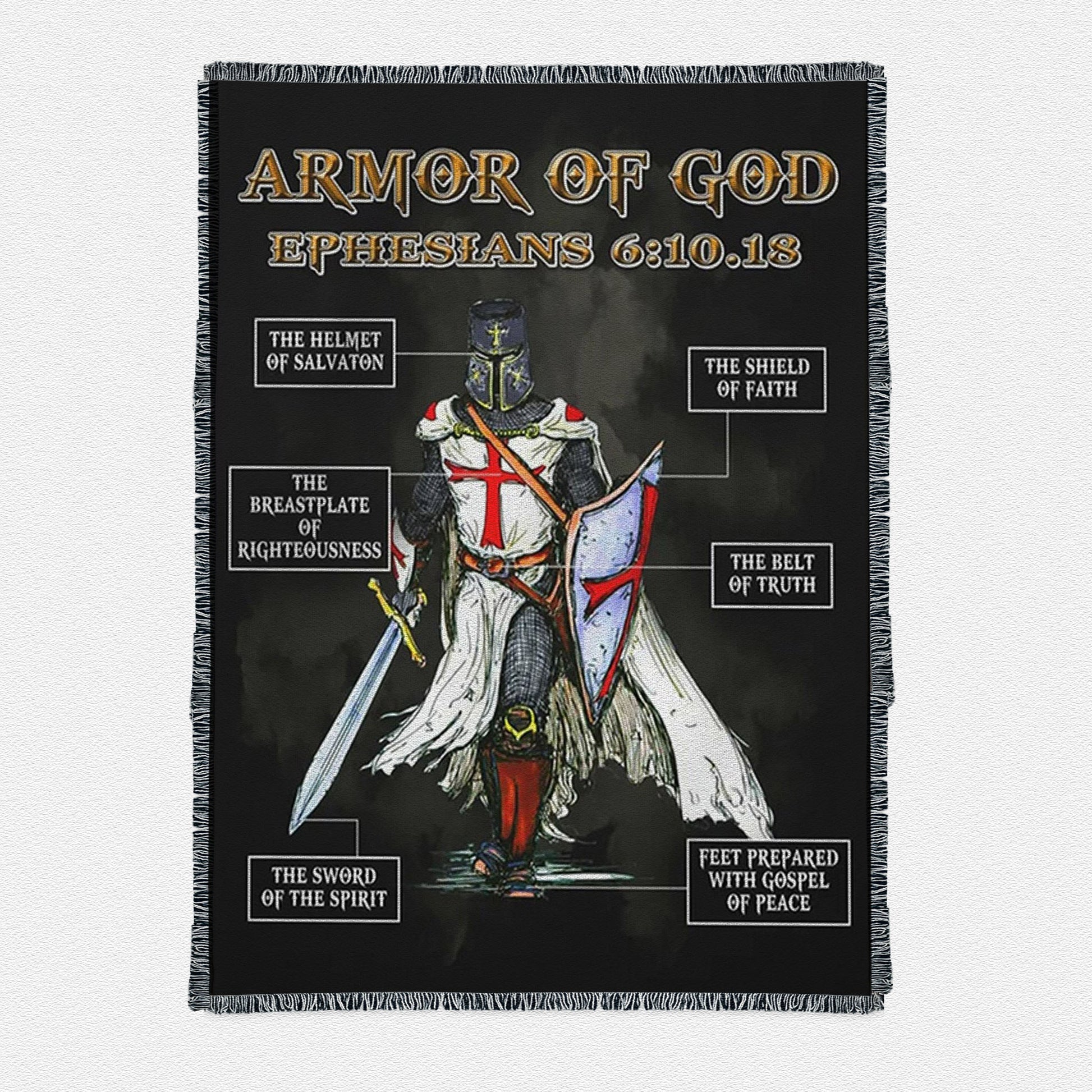 Amor Of God Warrior Of Christ Woven Throw Boho Blanket - Christian Home Decor - Religious Art