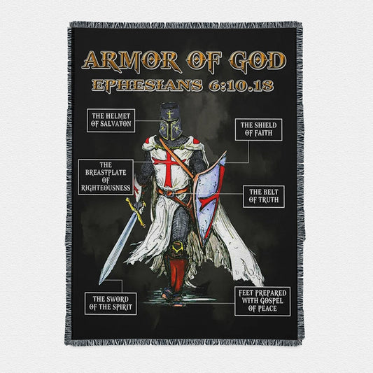 Amor Of God Warrior Of Christ Woven Throw Boho Blanket - Christian Home Decor - Religious Art