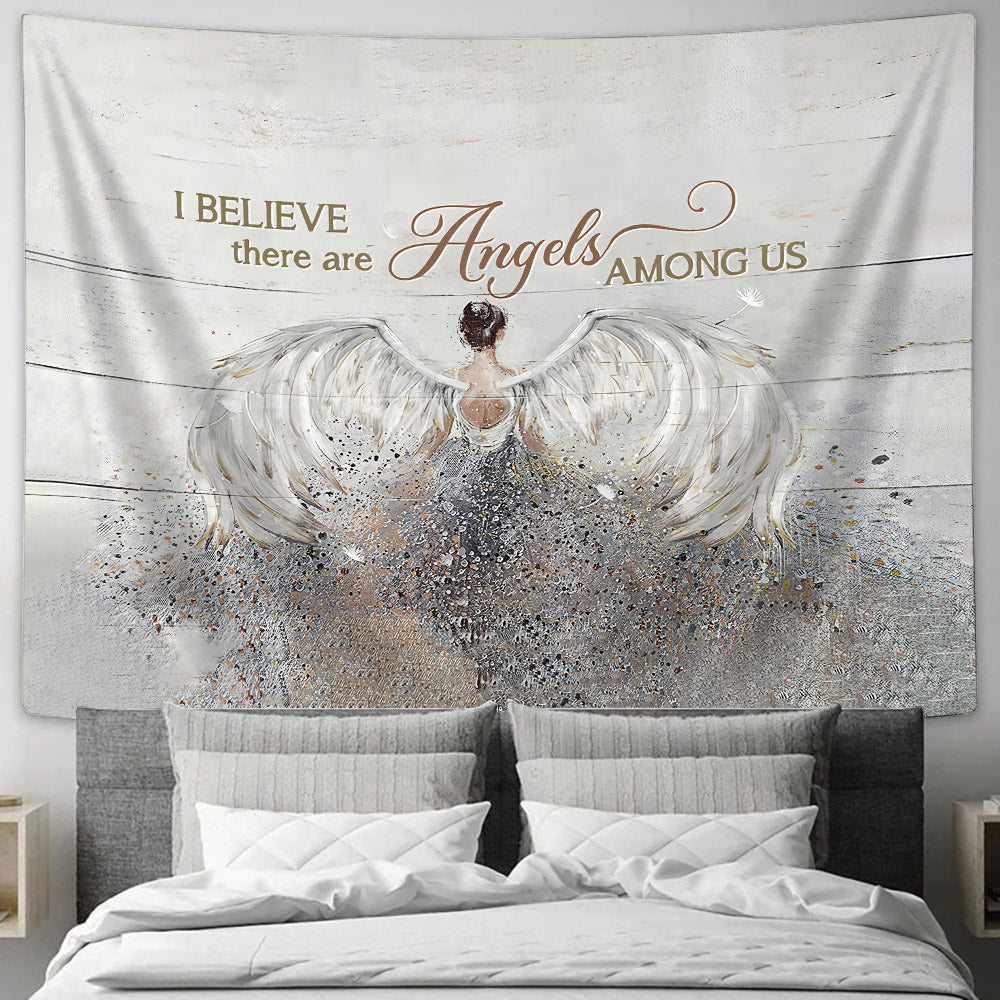 Angel I Believe There Are Angles Among Us Tapestry - Christian Tapestries - Wall Tapestry Bible Verse