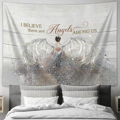 Angel I Believe There Are Angles Among Us Tapestry - Christian Tapestries - Wall Tapestry Bible Verse