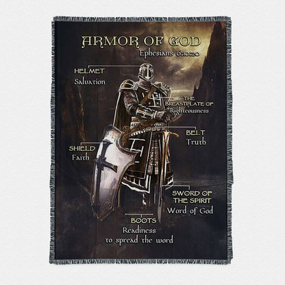 Armor Of God The Knight Of God Warrior Painting - Under The Command Of God Woven Throw Boho Blanket - Christian Woven Throw Blanket Prints