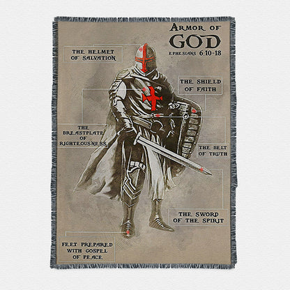 Armor Of God Warrior Jesus Faith Christian Woven Throw Boho Blanket - Christian Home Decor - Religious Art