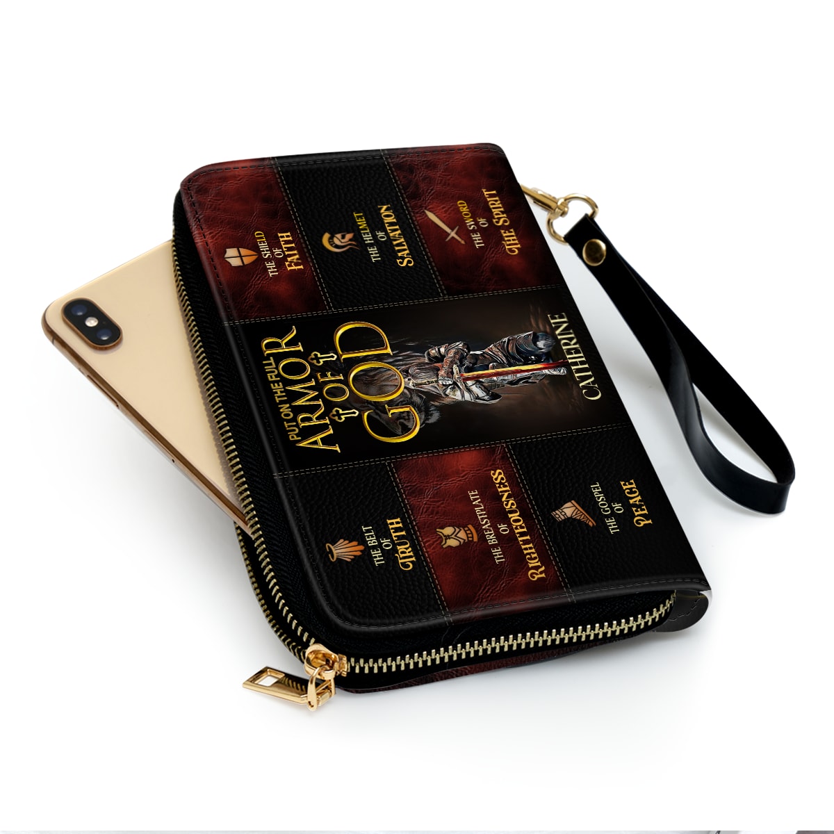 Armor Of God Christ Personalized Leather Clutch Purse - Christian Gifts For Religious Women