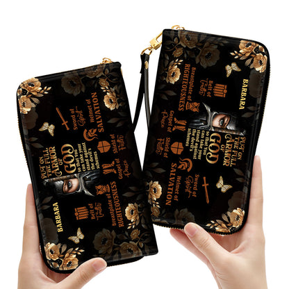 Armor Of God Personalized Leather Clutch Purse - Christian Gifts For Religious Women
