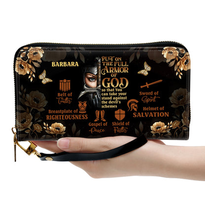 Armor Of God Personalized Leather Clutch Purse - Christian Gifts For Religious Women