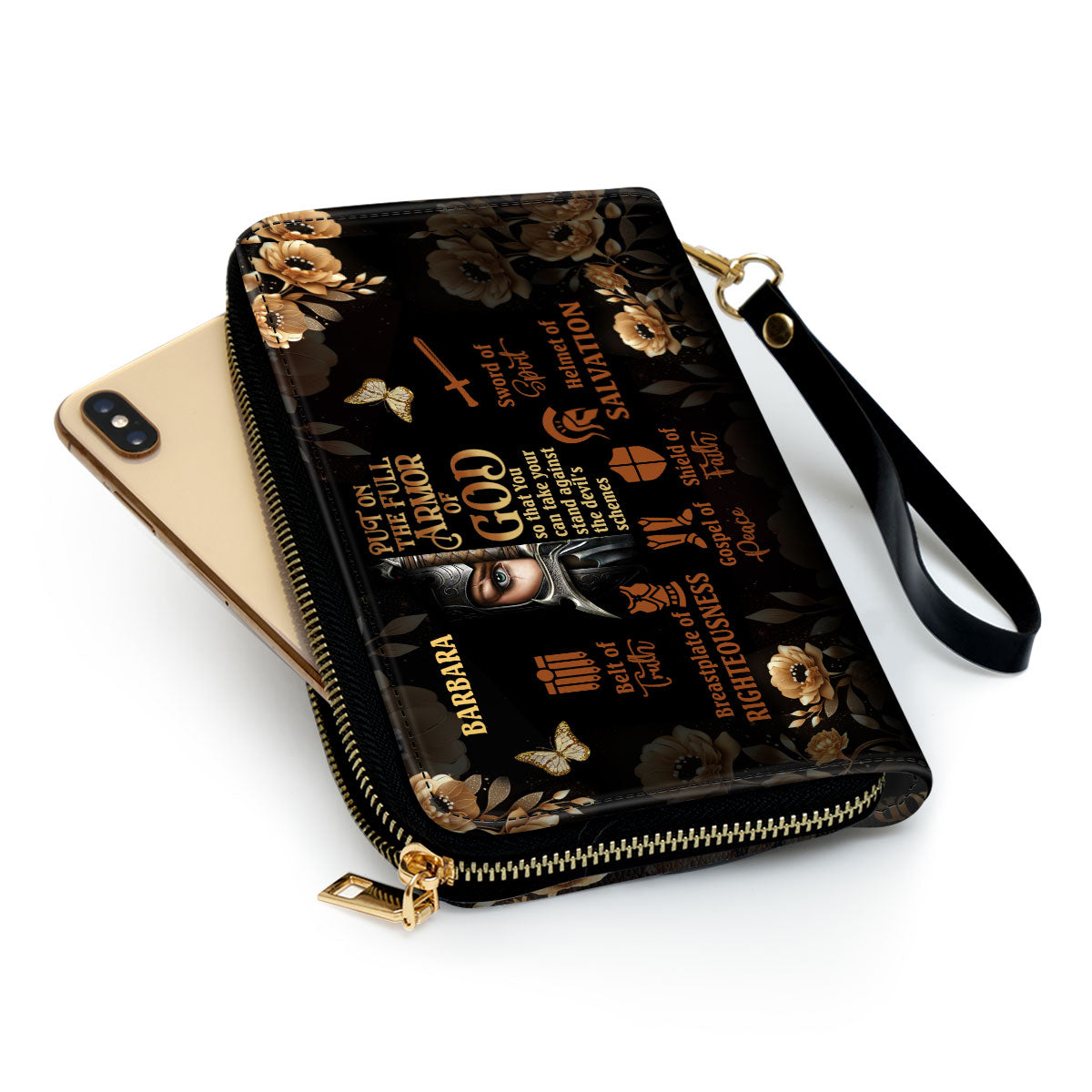 Armor Of God Personalized Leather Clutch Purse - Christian Gifts For Religious Women