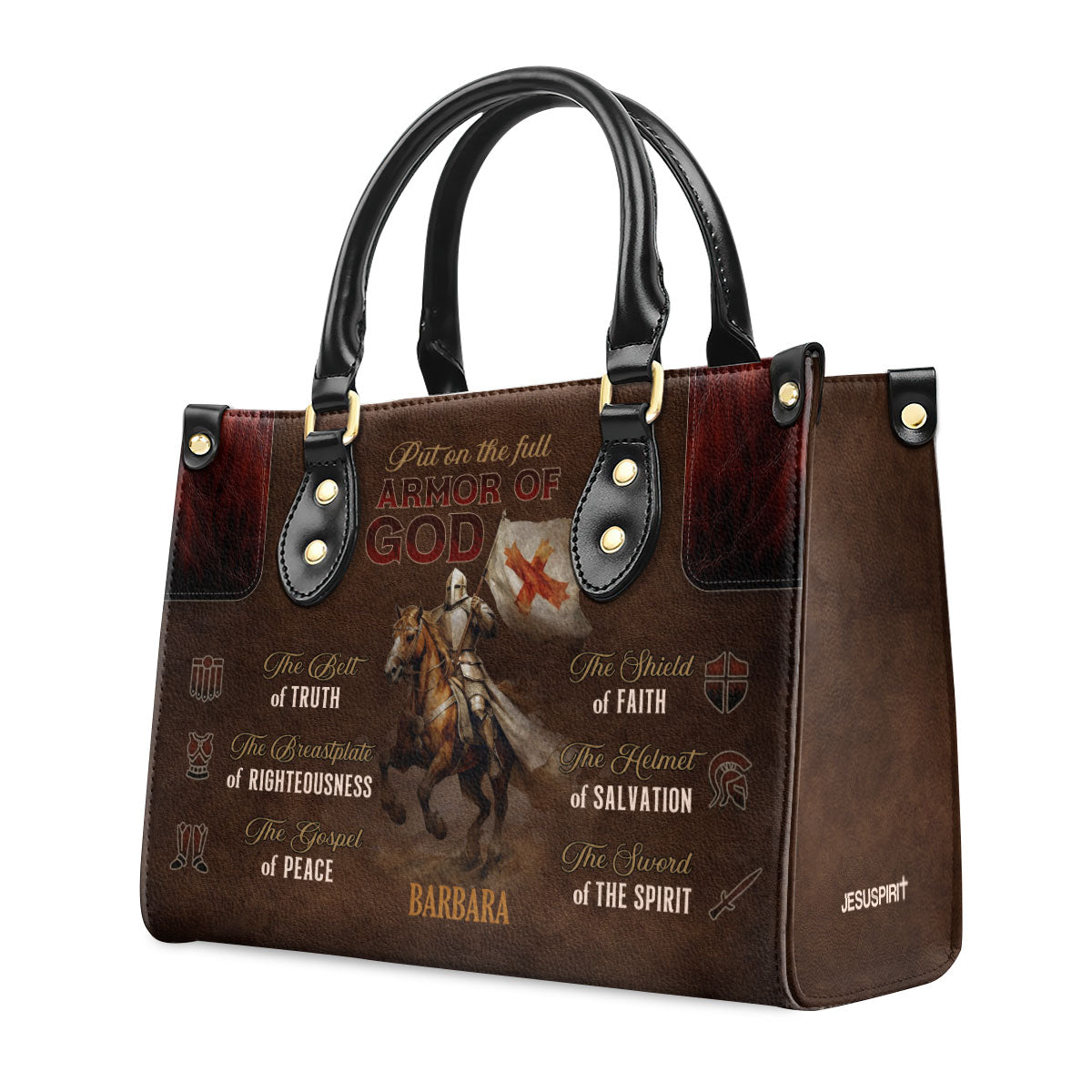 Armor Of God Personalized Leather Handbag For Women