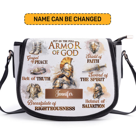 Armor Of God Personalized Leather Saddle Bag - Christian Women's Handbags