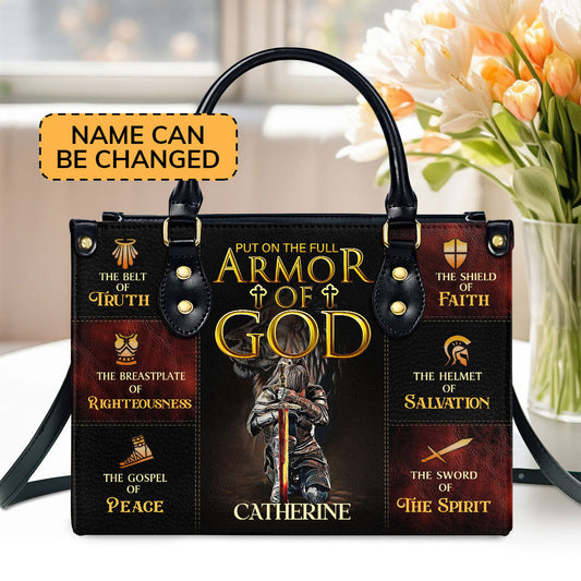 Armor Of God Women Warrior Custom Name Leather Handbags For Women