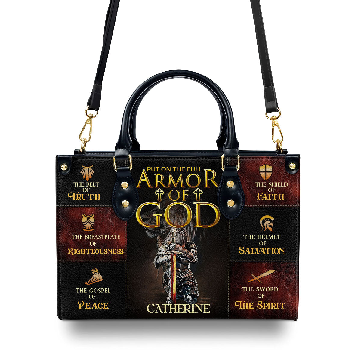 Armor Of God Women Warrior Custom Name Leather Handbags For Women
