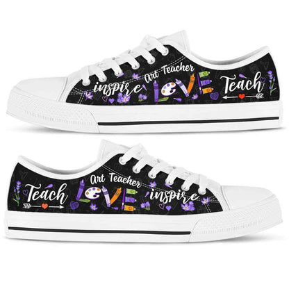 Art Teacher Lavender Teach Love Inspire Low Top Shoes, Teacher Shoes, Low Top Sneakers