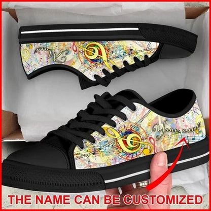 Artistic Music Colorful Personalized Canvas Low Top Shoes, Custom Canvas Shoes, Best Canvas Shoes