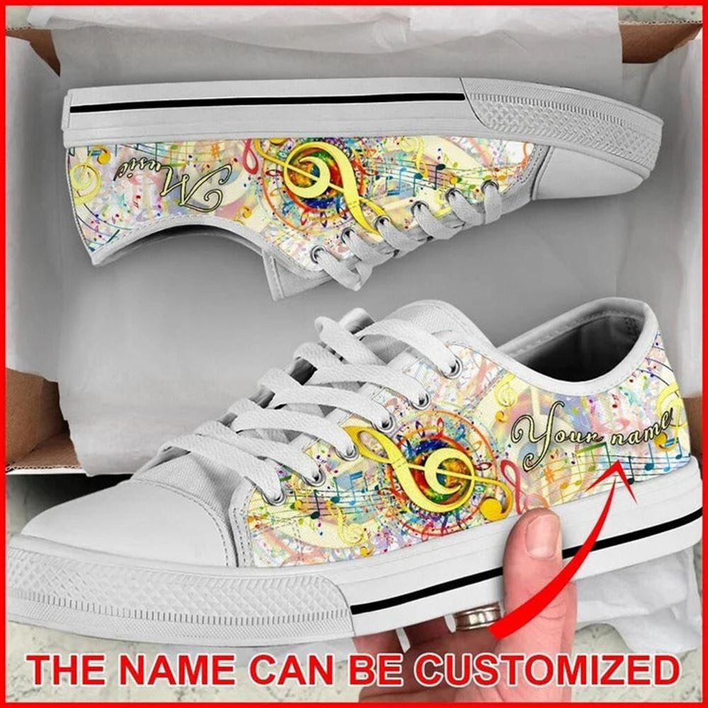 Artistic Music Colorful Personalized Canvas Low Top Shoes, Custom Canvas Shoes, Best Canvas Shoes