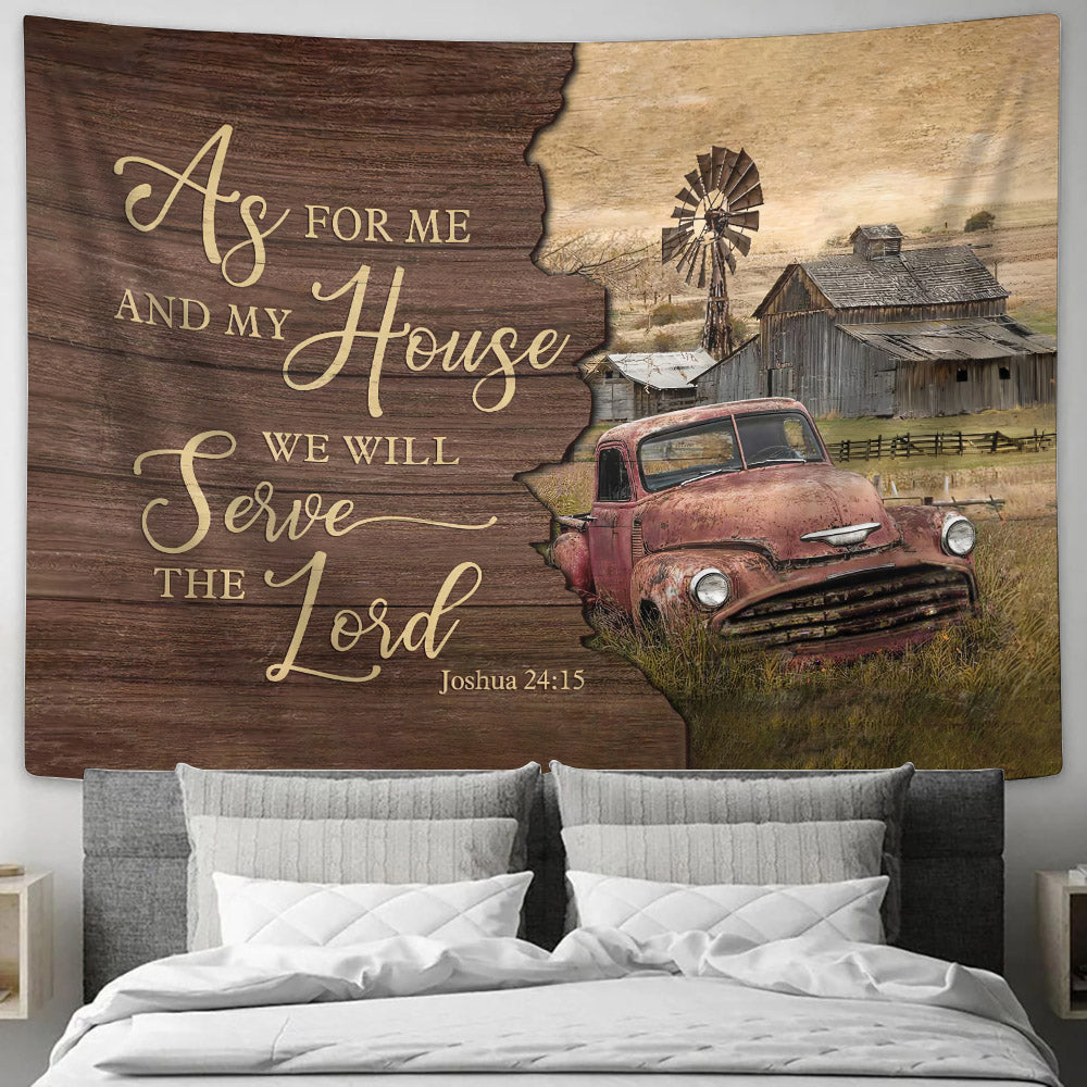 As For Me And My House We Will Serve The Lord Car Tapestry - Christian Tapestries - Wall Tapestry Bible Verse