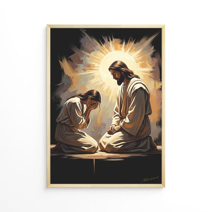 At His Feet II, Christian Canvas Wall Art, Christmas Gift Ideas, Christian Home Decor, Ciaocustom