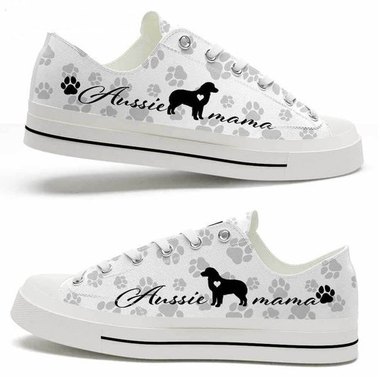 Aussie Paws Pattern Low Top Shoes - Happy International Dog Day Canvas Sneaker, Dog Printed Shoes, Canvas Shoes For Men, Women