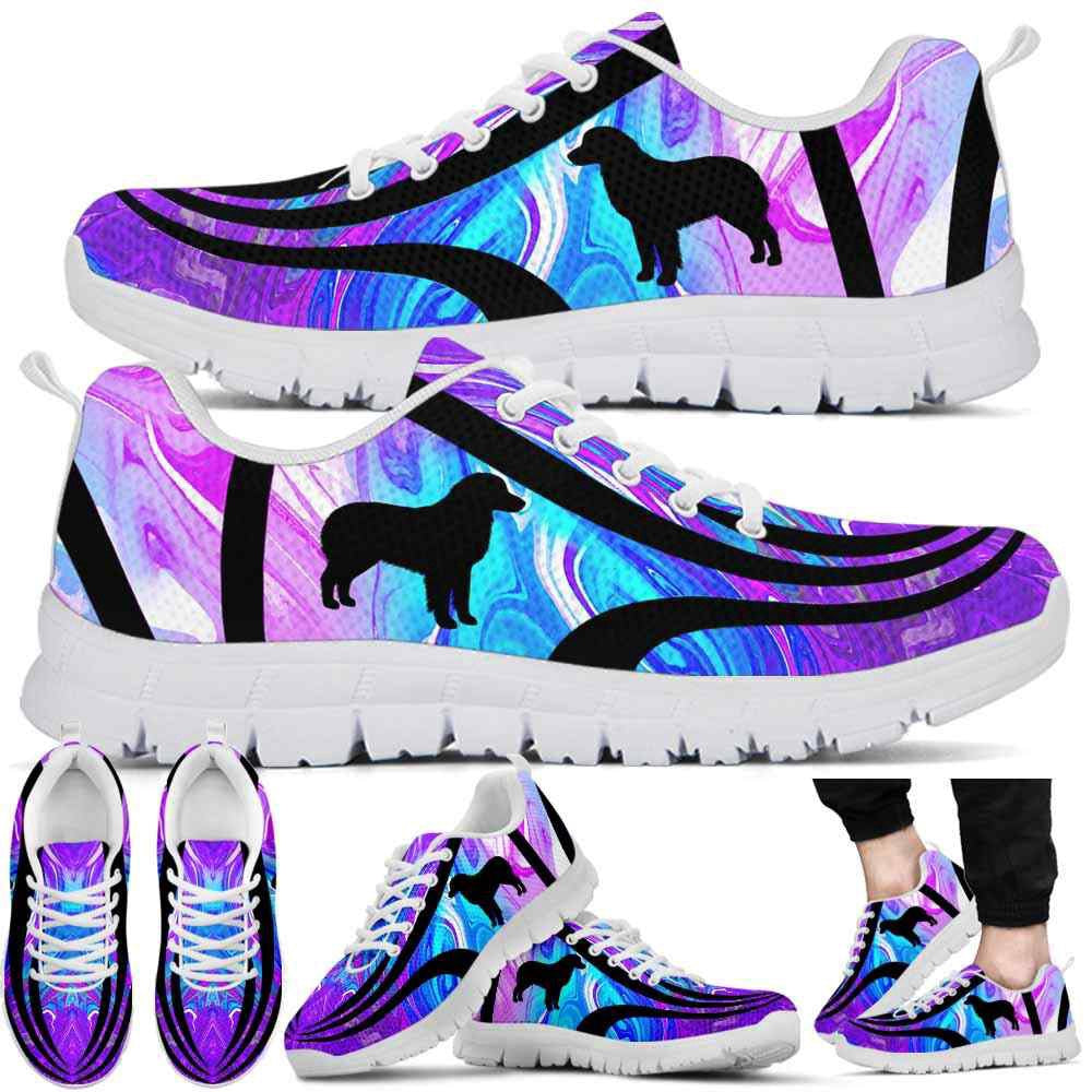 Aussie Sneaker, Aussie Dog Lovers Blue Purple Wave Sneakers Gym Running Shoes Gift Women Men, Aussie Shoes