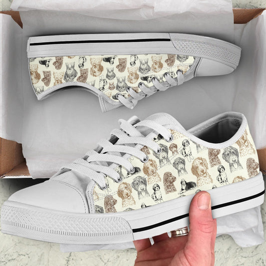 Aussiedoodle Low Top Shoes - Low Top Sneaker, Dog Printed Shoes, Canvas Shoes For Men, Women