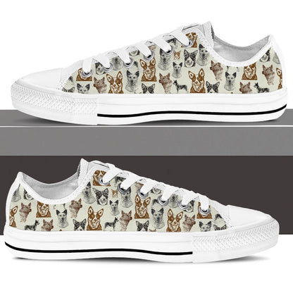 Australian Cattle Dog Low Top Shoes - Low Top Sneaker - Sneaker For Dog Walking, Cat Canvas Shoes