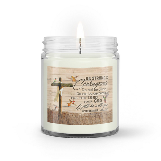 Joshua 19 Be Strong And Courageous Christian Candles - Bible Verse Candles - Natural Candle - Soy Wax Candle 9oz - Ciaocustom