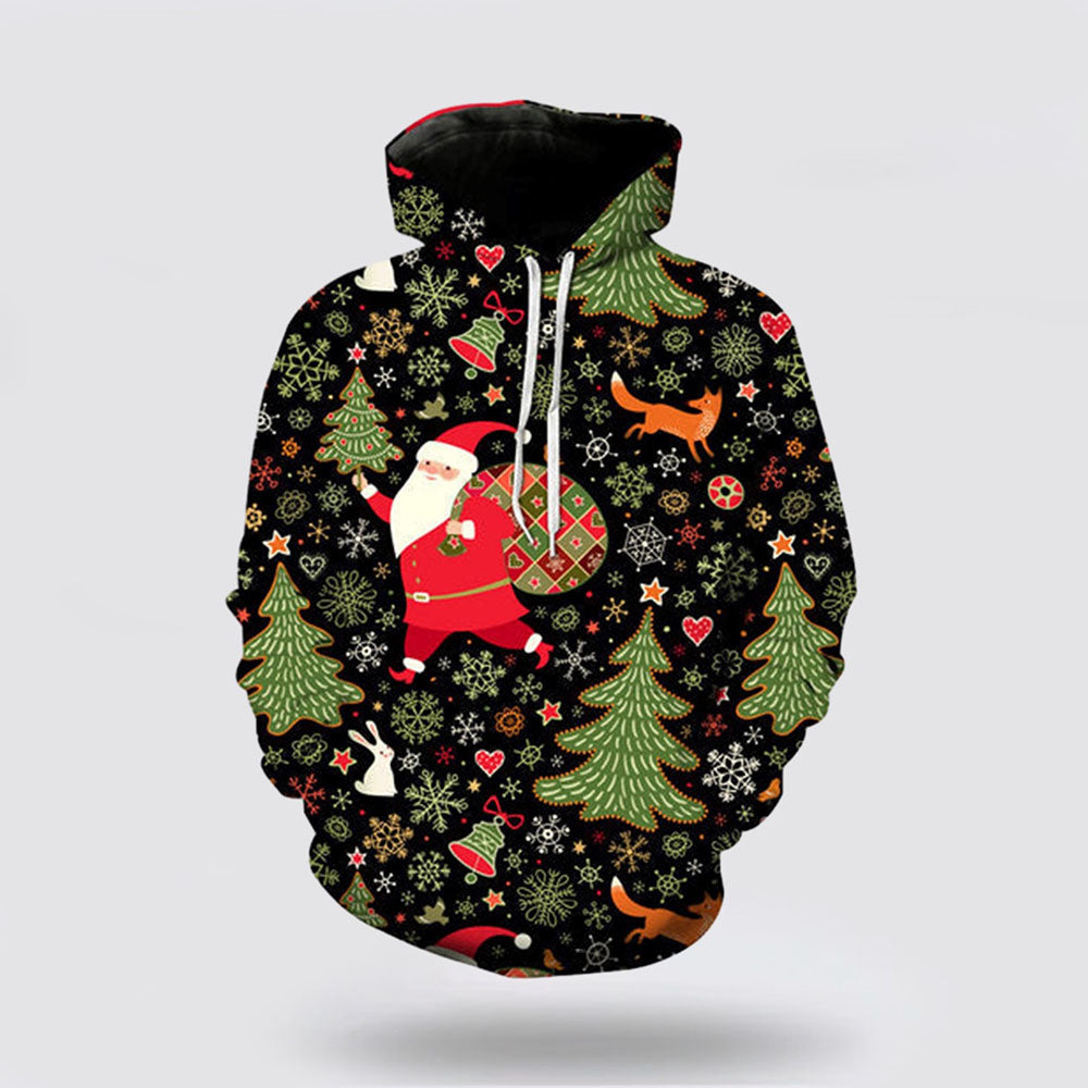 Black Santa Claus Christmas All Over Print 3D Hoodie For Men And Women, Christmas Gift, Warm Winter Clothes, Best Outfit Christmas